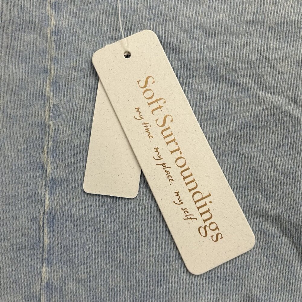 Soft Surroundings Shirt Womens XS Light Blue Lace Design Casual Top Cotton Boho - Picture 10 of 14